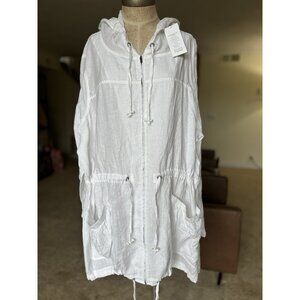 NEW Eileen Fisher Woman White Irish Linen Anorak Long Jacket Sz 3X NWT $198